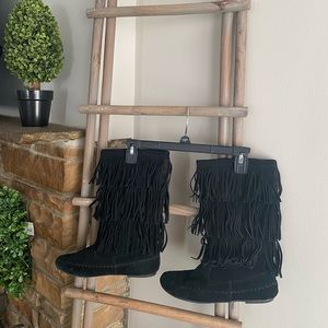 Black Fringe Boots